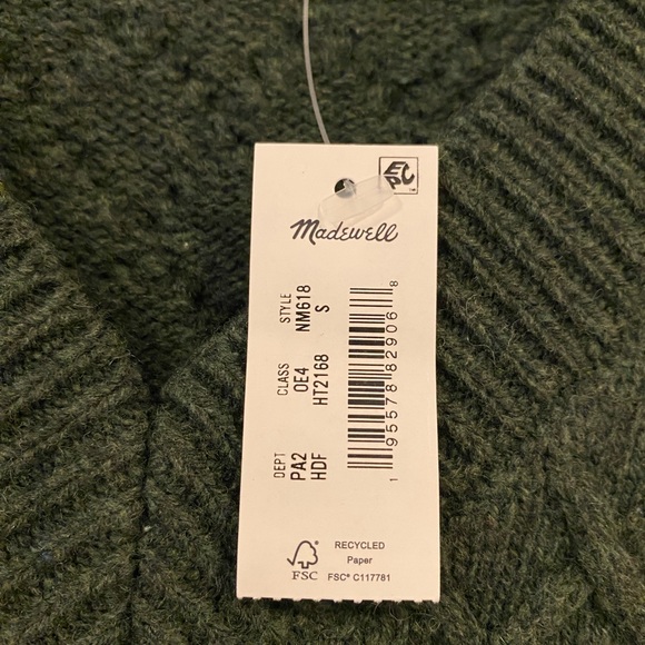 NWT green Madewell sweater vest - Picture 3 of 3
